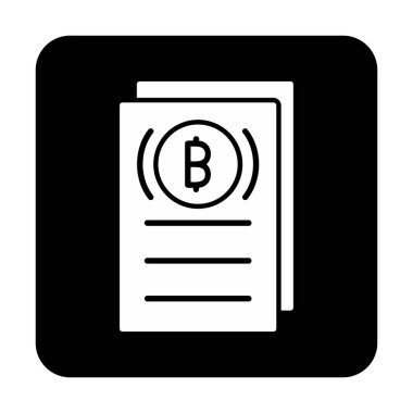 Belgeler ve bitcoin simgesinin vektör illüstrasyonu 