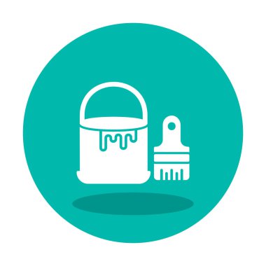 Boya fırçası ve kova vektör çizimi, simge ögesi arkaplanı                    