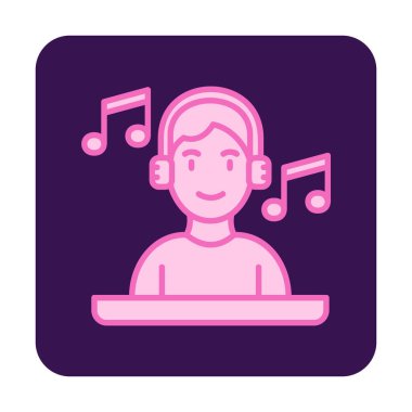 DJ avatar web simgesi, vektör illüstrasyonu 