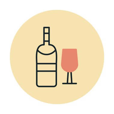 şarap şişe ve cam kutsal kişilerin resmi, vektör çizim  