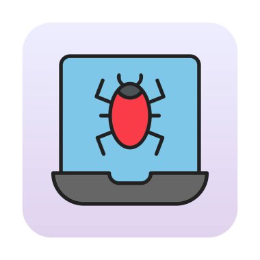 Virüs bulaşmış Laptop Simgesi - Virüs vektör çizimi tasarımı