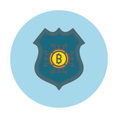 düz bitcoin ve Kalkan vektör simgesi