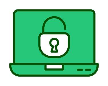 Basit dizüstü bilgisayar Aygıtı Kilitli simge vektör çizimi