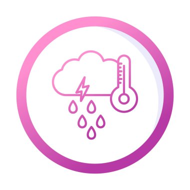 Gök gürültülü yağmurlu bulut sembolü, hava durumu ikonu, vektör illüstrasyonu 