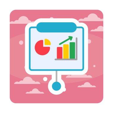 Sunum, iş istatistikleri ve pasta grafik ikonlu veri analizleri. iş analizleri, analizler, istatistikler, pasta grafiği