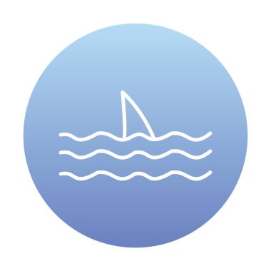 Deniz ikonunda köpekbalığı yüzgeci, vektör illüstrasyonu 