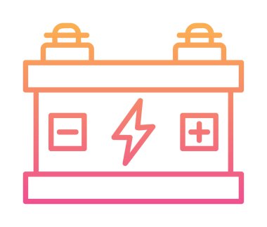 Araba aküsü simgesi. Ağ için Kataloglayıcı imza vektör simgesinin düz çizimi.