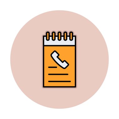 Beyaz arkaplanda telefon rehberi ikonu vektör çizimi