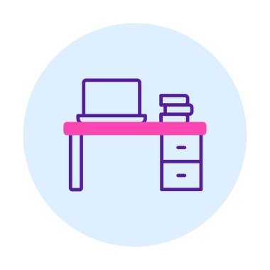 Ofis masa simgesinin vektör illüstrasyonu 