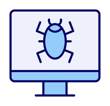 Basit Bilgisayar Virüsü simgesi, vektör illüstrasyonu