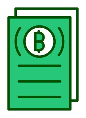 Belgeler ve bitcoin simgesinin vektör illüstrasyonu 