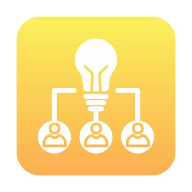 Takım Fikri, ampul ve iş dünyası ikonu, vektör illüstrasyonu