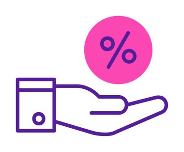 Basit el tutma oranı simgesi, indirim konsepti, vektör illüstrasyonu