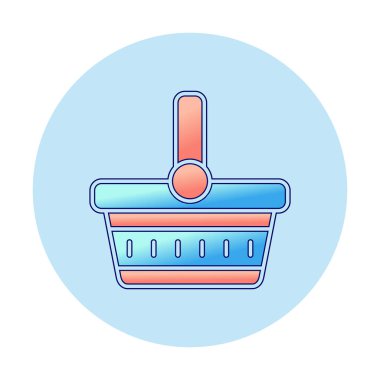 piknik sepeti web simgesi, vektör illüstrasyonu 