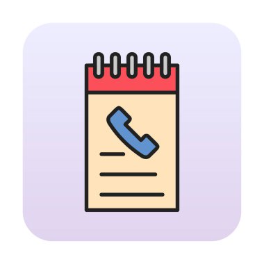 Beyaz arkaplanda telefon rehberi ikonu vektör çizimi