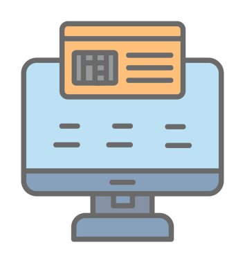 Basit Çevrimiçi Ödeme simgesi, vektör illüstrasyonu