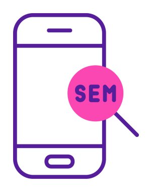 büyüteç ve sem simge vektörü ile mobil 