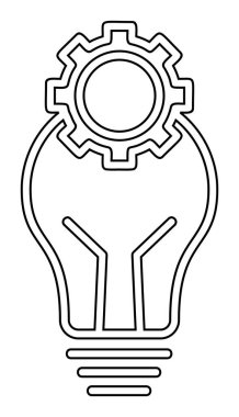 Cogwheel simgesi, vektör illüstrasyonlu ampul 