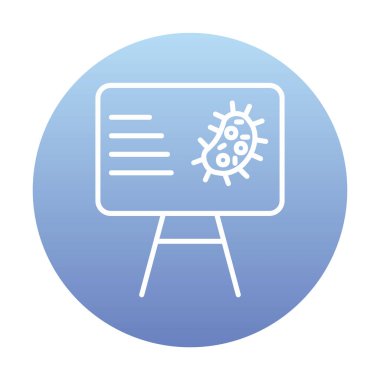 Bakteri simgesi ve vektör illüstrasyonlu sunum tahtası