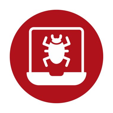 Virüs bulaşmış Laptop Simgesi - Virüs vektör çizimi tasarımı