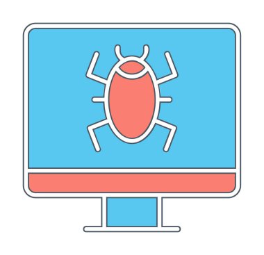 Basit Bilgisayar Virüsü simgesi, vektör illüstrasyonu