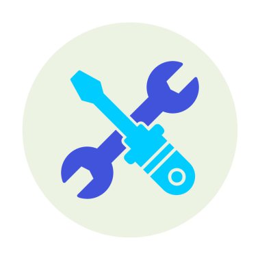 İngiliz anahtarı ve tornavida ikonu. Web için araç vektör simgesinin özet çizimi                              