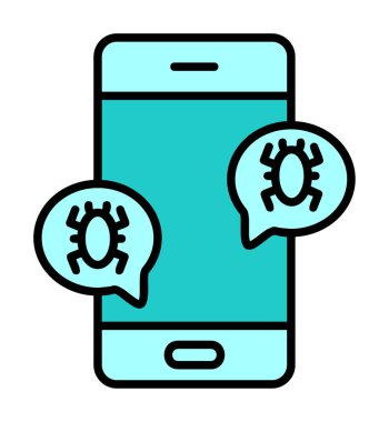 akıllı telefon virüslerle enfekte, vektör illüstrasyonu basit tasarım
