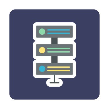 Ağ sunucu simgesinin vektör illüstrasyonu. Veritabanı basit simgesi 