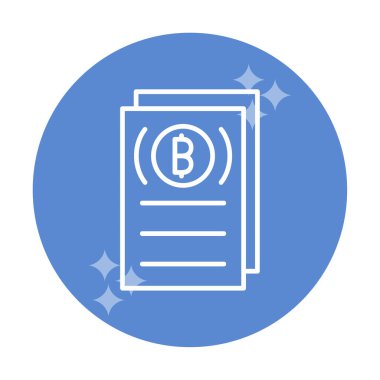 Belgeler ve bitcoin simgesinin vektör illüstrasyonu 