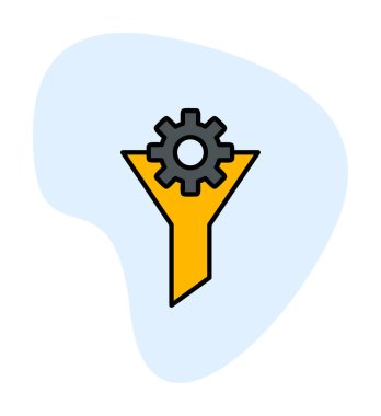 Vites simgesiyle filtre hunisi, vektör illüstrasyonu