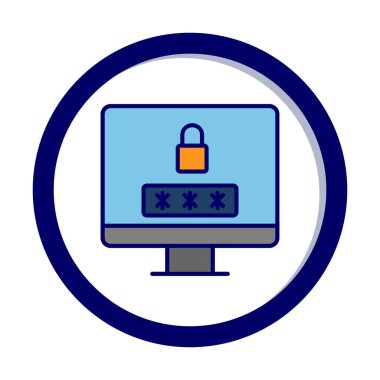 Basit Bilgisayar monitörü Ekran simgesi, vektör illüstrasyonunu kilitle