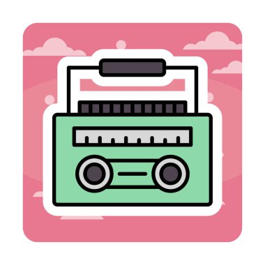 Basit yassı Radyo Cassette ikon vektör illüstrasyon tasarımı