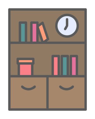 kitaplık düz simge, vektör illüstrasyonu 