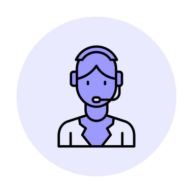 Basit Müşteri Hizmeti Temsilcisi simgesi, vektör illüstrasyonu