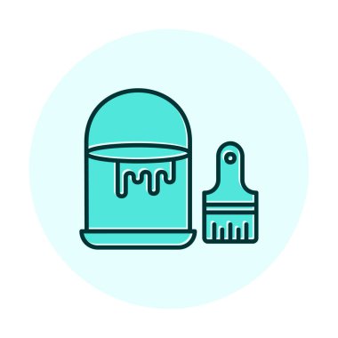 Boya fırçası ve kova vektör çizimi, simge ögesi arkaplanı                    