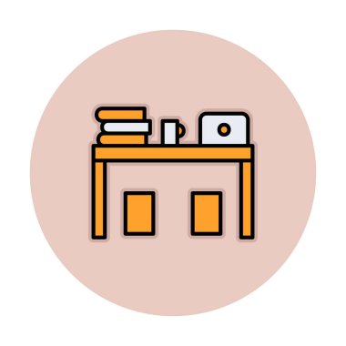 ofis masası simgesi, basit vektör illüstrasyonu