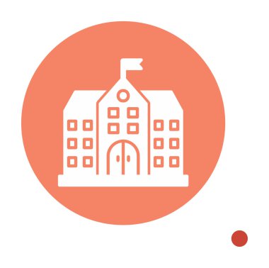 Üniversite binası ikonu. Düz renk tasarımı. vektör illüstrasyonu.                           