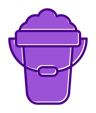 Köpük simgesi olan kova, vektör illüstrasyonu  