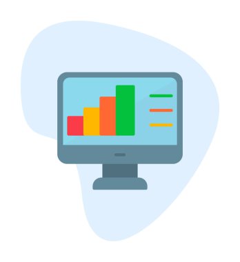 Basit Bilgisayar İzleme Veri Analizi simgesi, vektör illüstrasyonu