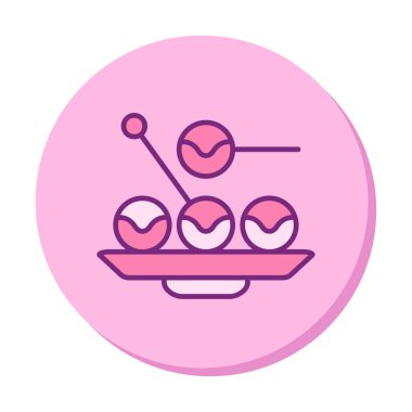 Basit Takoyaki Japon yemek ikonu, vektör illüstrasyonu