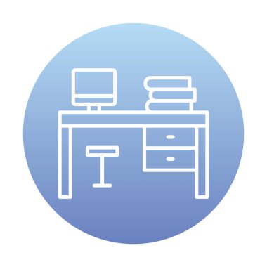 ofis masası simgesi, basit vektör illüstrasyonu