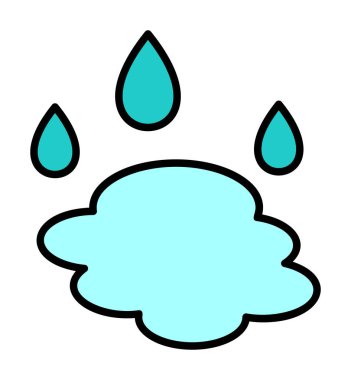 Su damlaları ve su birikintisi ikonu, veteriner illüstrasyonu 