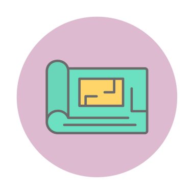 harita düz simgesi, vektör illüstrasyonu