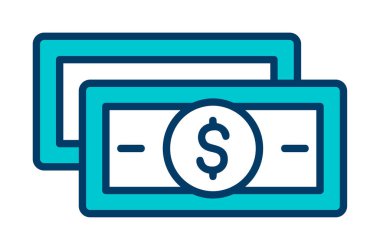 Dolar para çizgisi simgesi, vektör illüstrasyonu