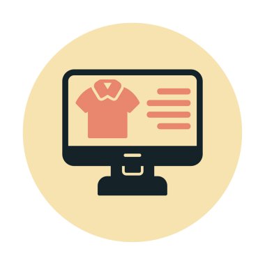 Basit Kumaş Çevrimiçi Alışveriş simgesi, vektör illüstrasyonu