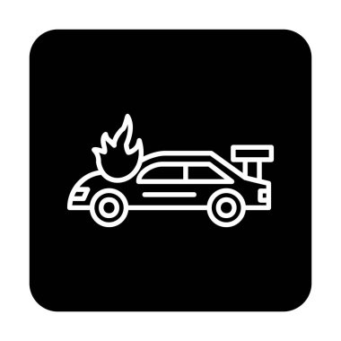 Yanan Araba ikon vektör illüstrasyonuName
