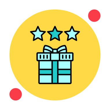 düz hediye ve düz vektör renk ikonu tasarımını gözden geçir