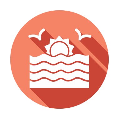 Basit düz gün batımı ve deniz vektörü çizimi