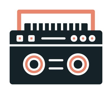  Boombox düz simgesi, vektör çizimi