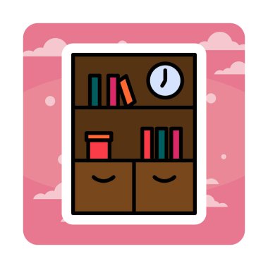 kitaplık düz simge, vektör illüstrasyonu 